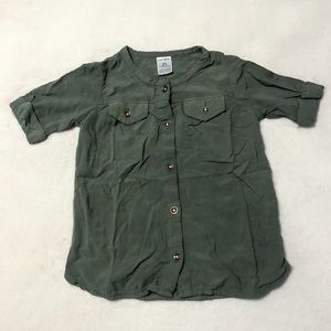 Girls Olive Green Button Down Shirt - Carter’s 2T